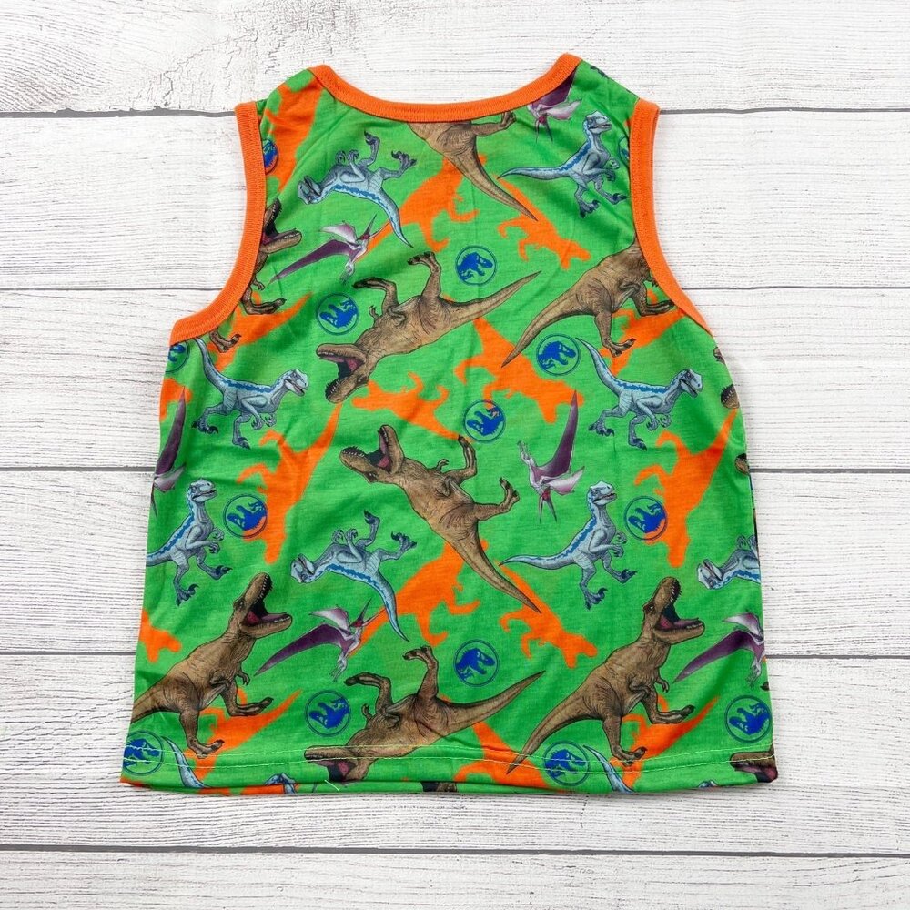 Jurassic World Boys Pajamas 3pc Set Dinosaur Sleepwear Shirt Tank Pants NWT 8 - Picture 6 of 8